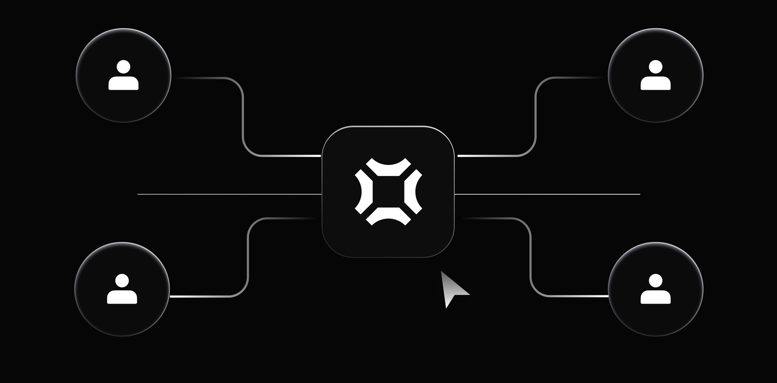 Monolith fleet diagram with four agents connected to a central node